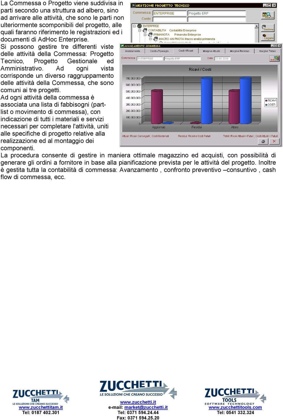 Ad ogni vista corrisponde un diverso raggruppamento delle attività della Commessa, che sono comuni ai tre progetti.