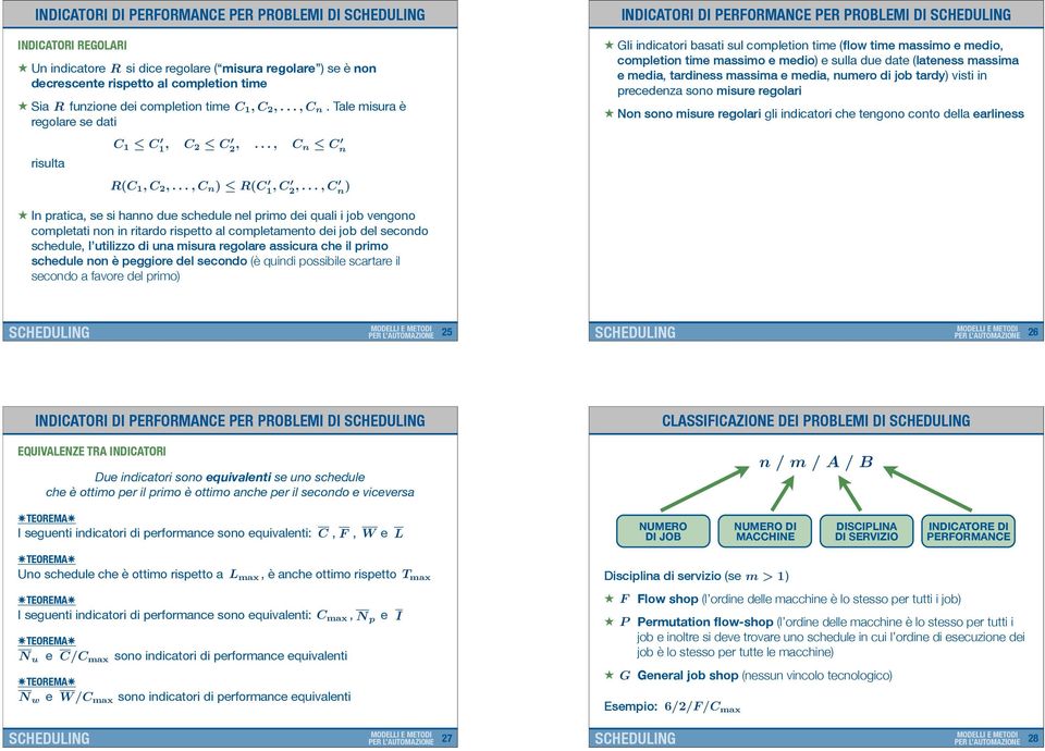 e media, ardiness massima e media, numero di job ardy) visi in precedenza sono misure regolari Non sono misure regolari gli indicaori che engono cono della earliness risula 1 apple 0 1, 2 apple 0 2,.
