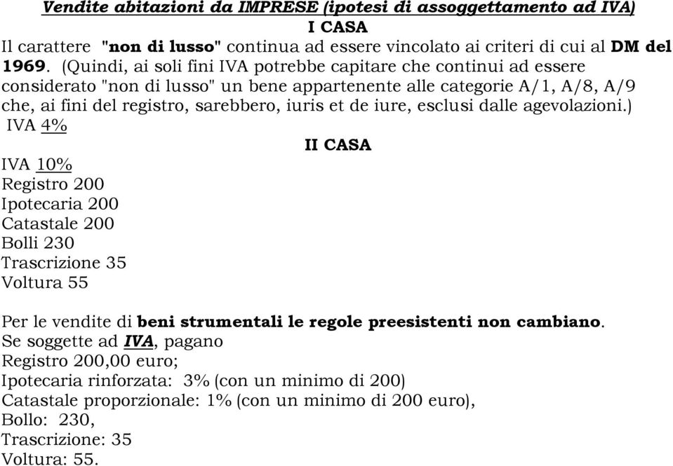 iuris et de iure, esclusi dalle agevolazioni.