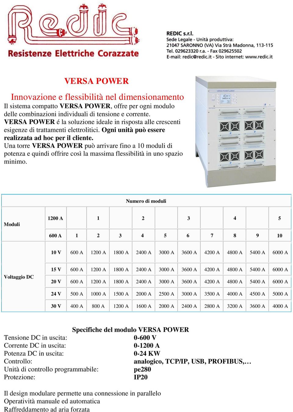 Una torre VERSA POWER può arrivare fino a 10 moduli di potenza e quindi offrire così la massima flessibilità in uno spazio minimo.