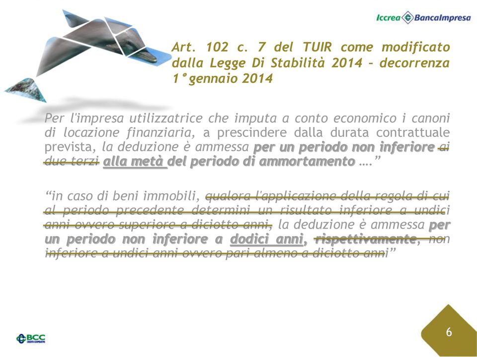 finanziaria, a prescindere dalla durata contrattuale prevista, la deduzione è ammessa per un periodo non inferiore ai due terzi alla metà del periodo di ammortamento.