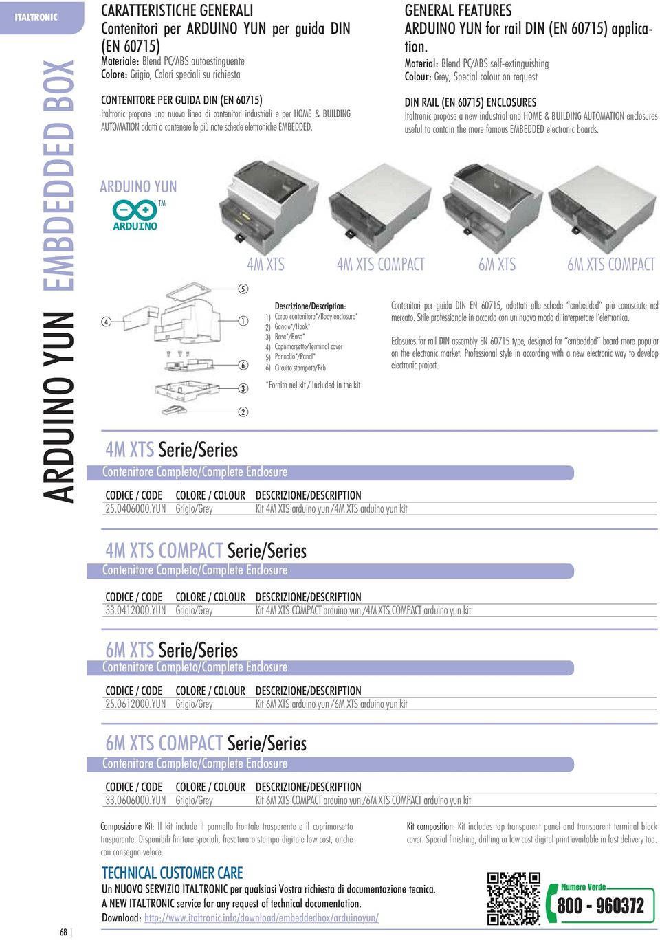 ARDUINO YUN TM M XTS Serie/Series 6 ARDUINO YUN for rail DIN (EN 607) application.