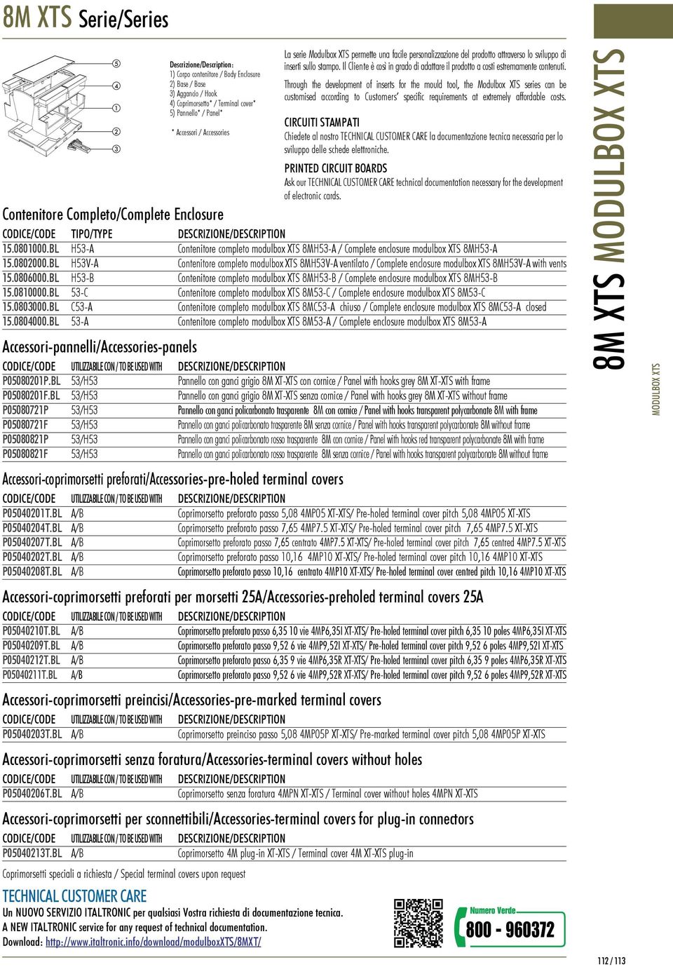 BL H53-A Contenitore completo modulbox XTS 8MH53-A / Complete enclosure modulbox XTS 8MH53-A 15.0802000.