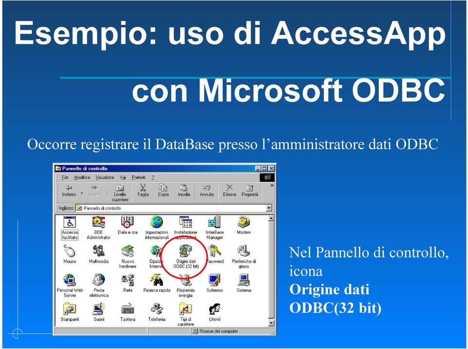 presso l amministratore dati ODBC Nel