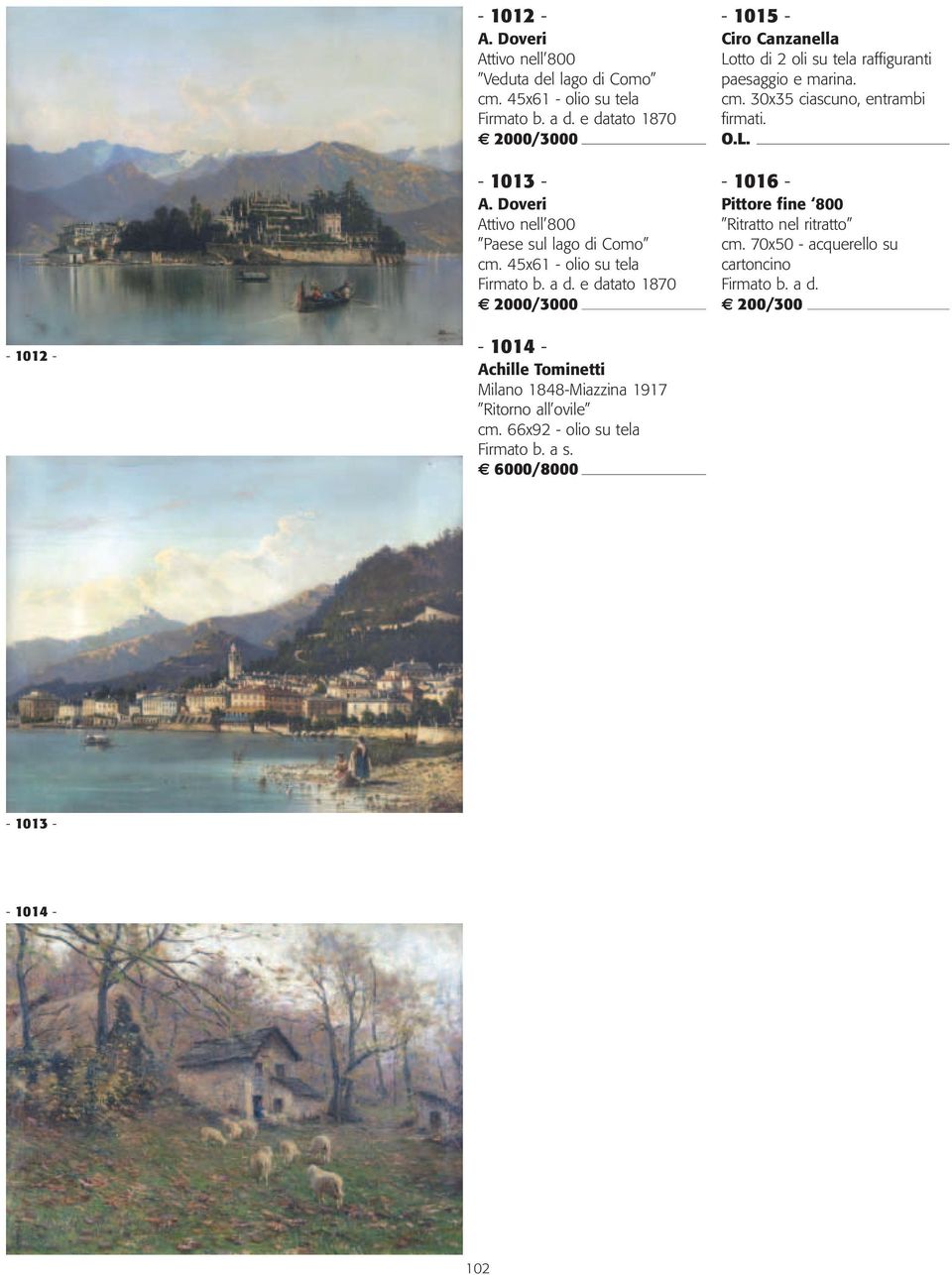 45x61 - olio su tela e datato 1870 2000/3000-1015 - Ciro Canzanella Lotto di 2 oli su tela raffiguranti paesaggio e marina. cm.