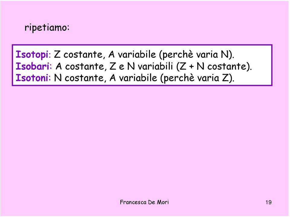 Isobari: A costante, Z e N variabili (Z + N