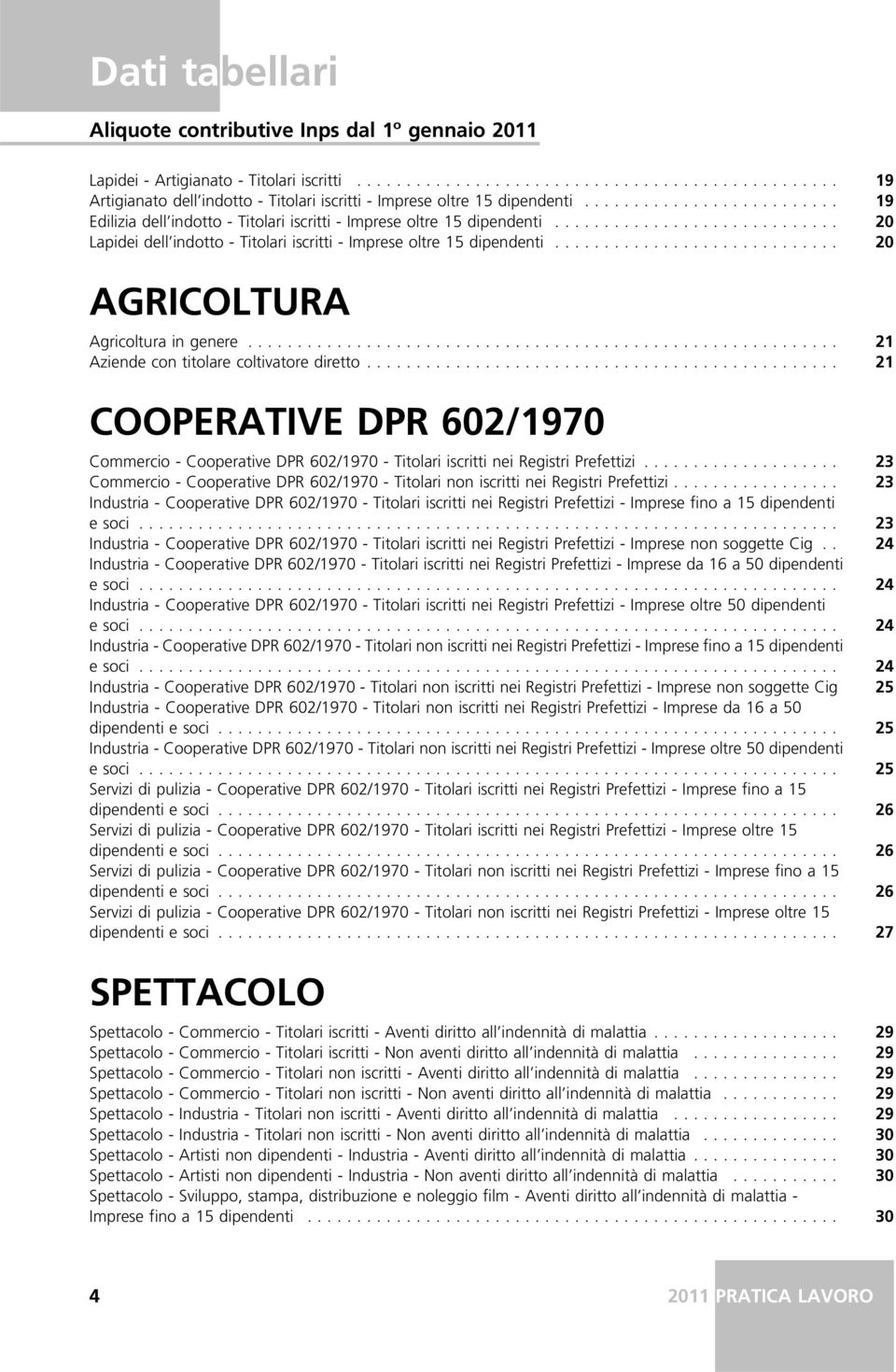 .... 21 Aziende con titolare coltivatore diretto.... 21 COOPERATIVE DPR 602/1970 Commercio - Cooperative DPR 602/1970 - Titolari iscritti nei Registri Prefettizi.