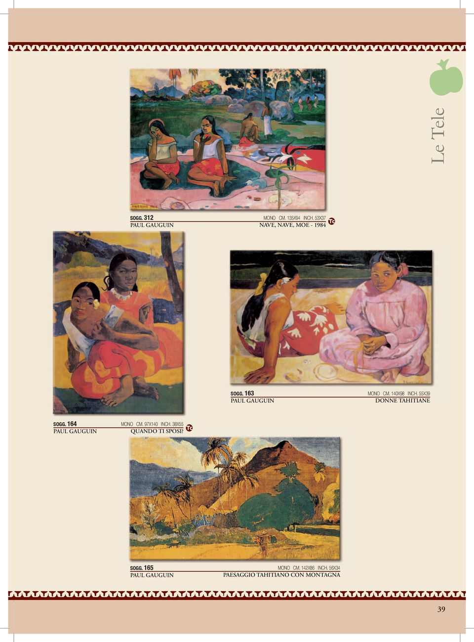 55X39 DONNE TAHITIANE SOGG. 164 PAUL GAUGUIN MONO CM. 97X140 INCH.