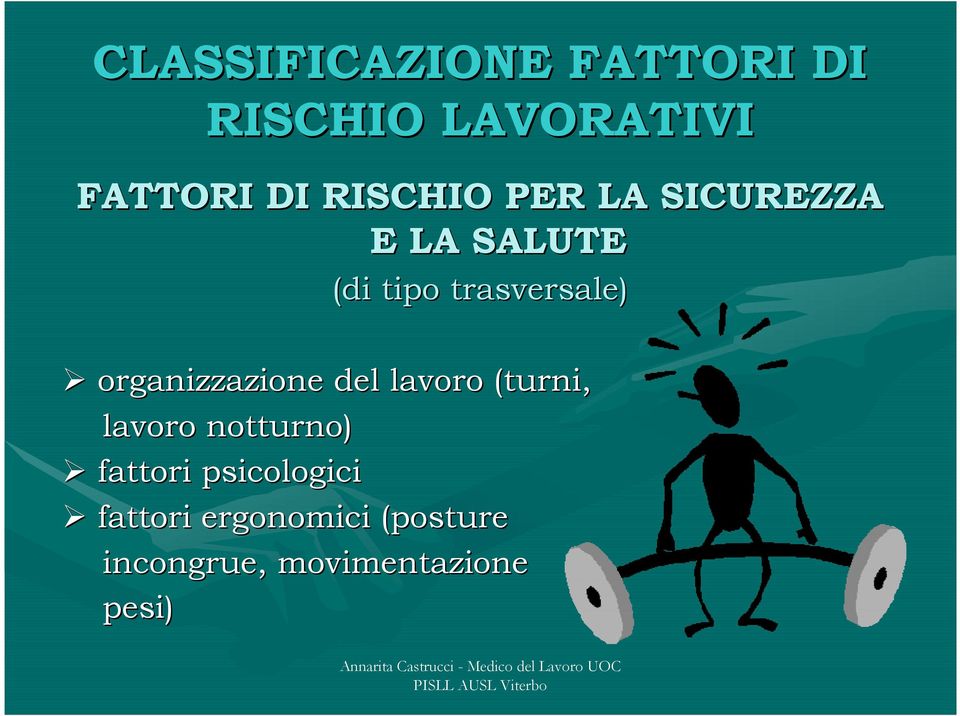 organizzazione del lavoro (turni, lavoro notturno) fattori