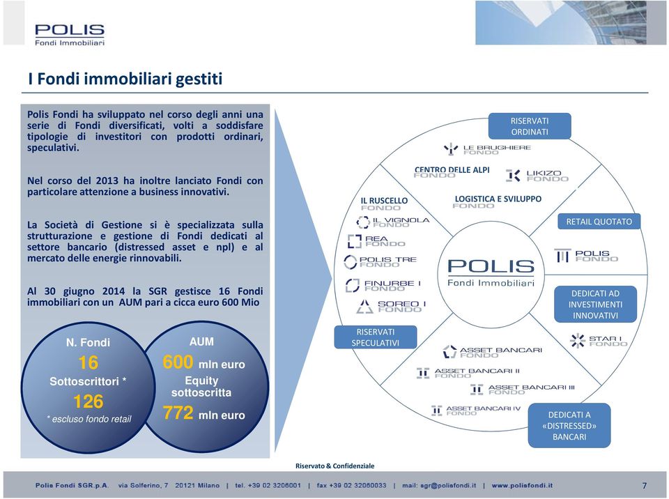 IL RUSCELLO CENTRO DELLE ALPI RISERVATI ORDINATI LOGISTICA E SVILUPPO La Società di Gestione si è specializzata sulla strutturazione e gestione di Fondi dedicati al settore bancario (distressed asset