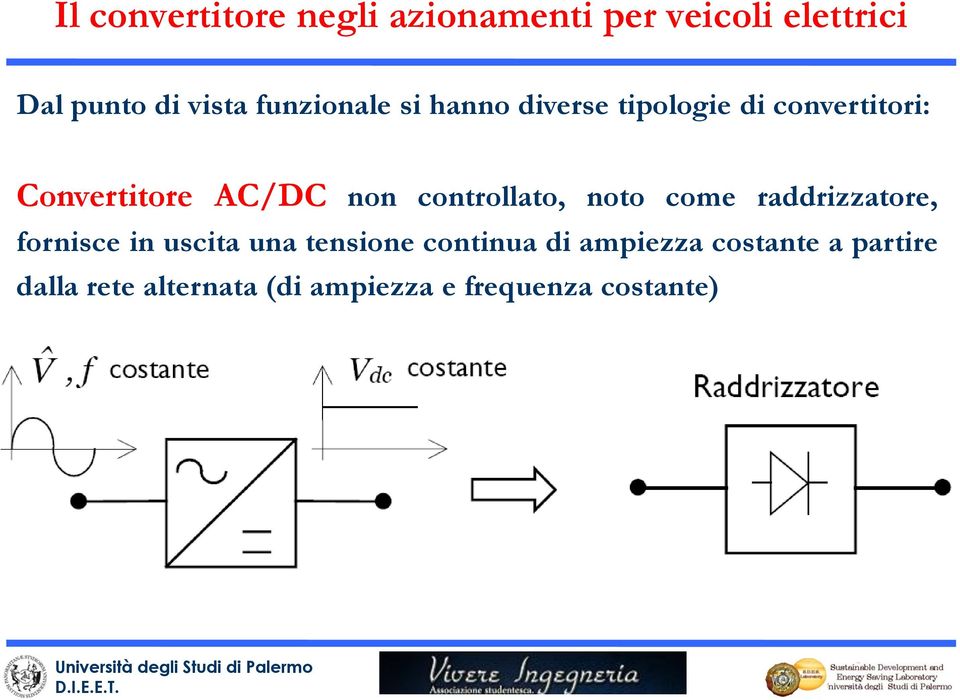 controllato, noto come raddrizzatore, fornisce in uscita una tensione continua