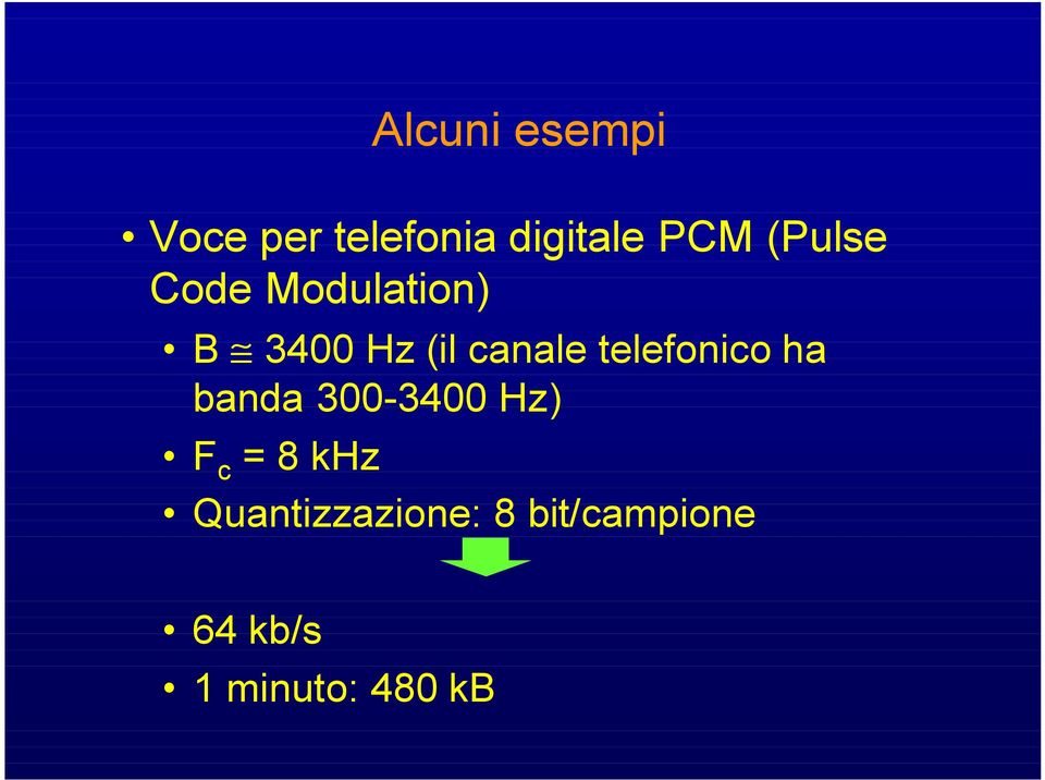 telefonico ha banda 300-3400 Hz) F c = 8 khz