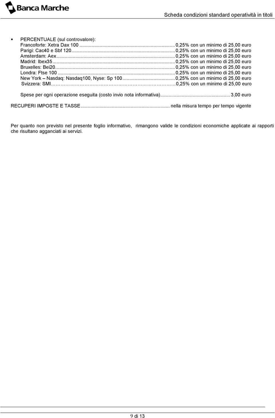 .. 0,25% con un minimo di 25,00 euro New York Nasdaq: Nasdaq100, Nyse: Sp 100.