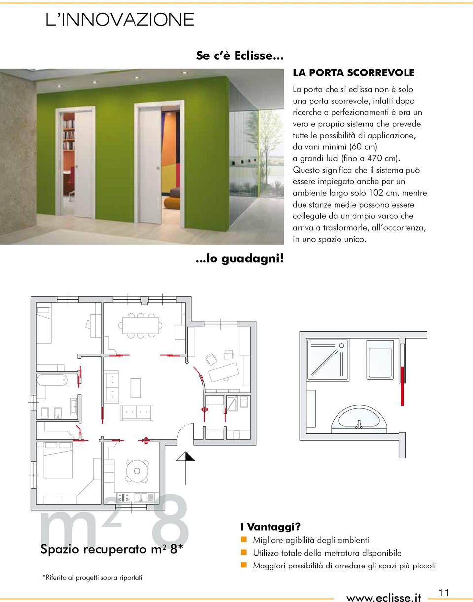 applicazione, da vani minimi (60 cm) a grandi luci (fino a 470 cm).