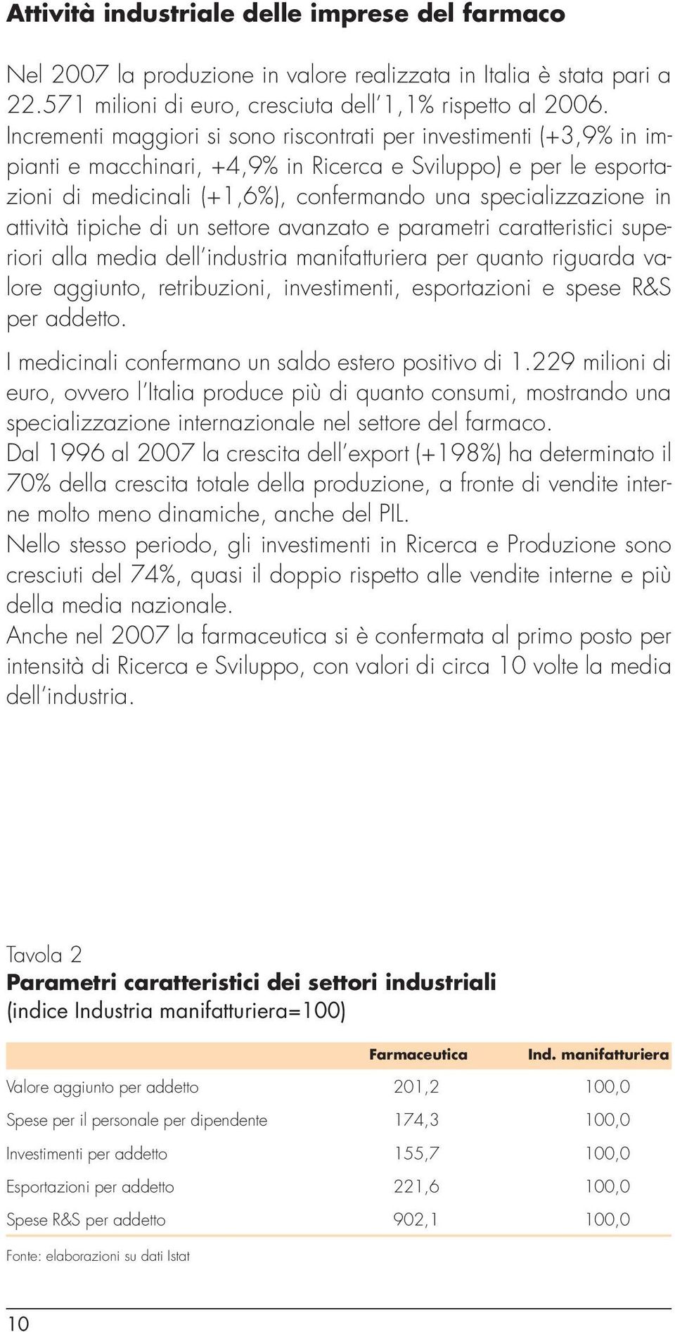 attività tipiche di un settore avanzato e parametri caratteristici superiori alla media dell industria manifatturiera per quanto riguarda valore aggiunto, retribuzioni, investimenti, esportazioni e