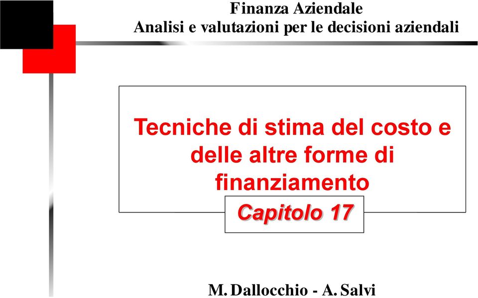 aziendali Tecniche di stima del