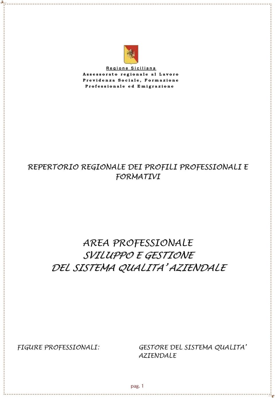 PROFESSIONALI E FORMATIVI AREA PROFESSIONALE SVILUPPO E GESTIONE DEL