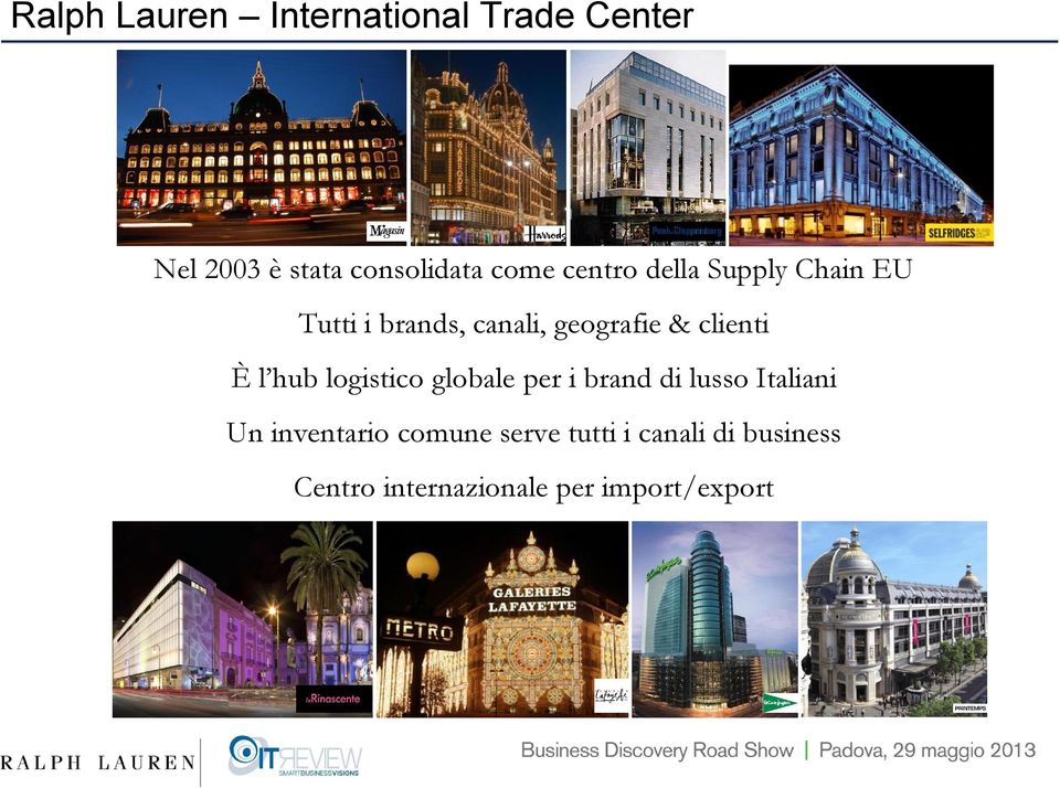 È l hub logistico globale per i brand di lusso Italiani Un inventario