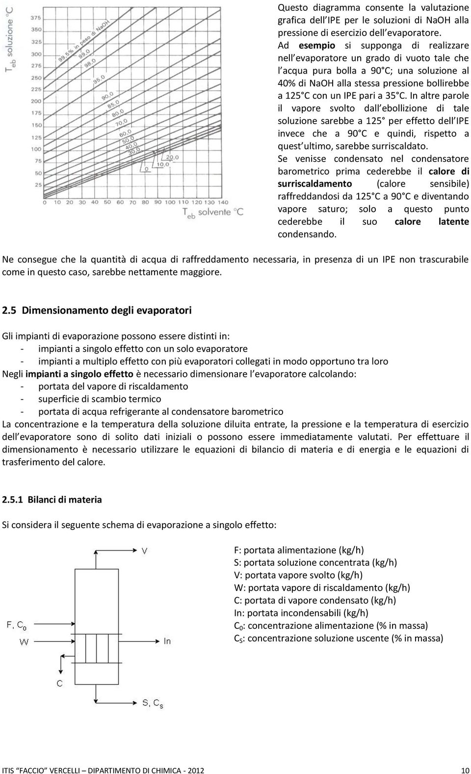 C. In altre parole il vapore svolto dall ebollizione di tale soluzione sarebbe a 125 per effetto dell IPE invece che a 90 C e quindi, rispetto a quest ultimo, sarebbe surriscaldato.