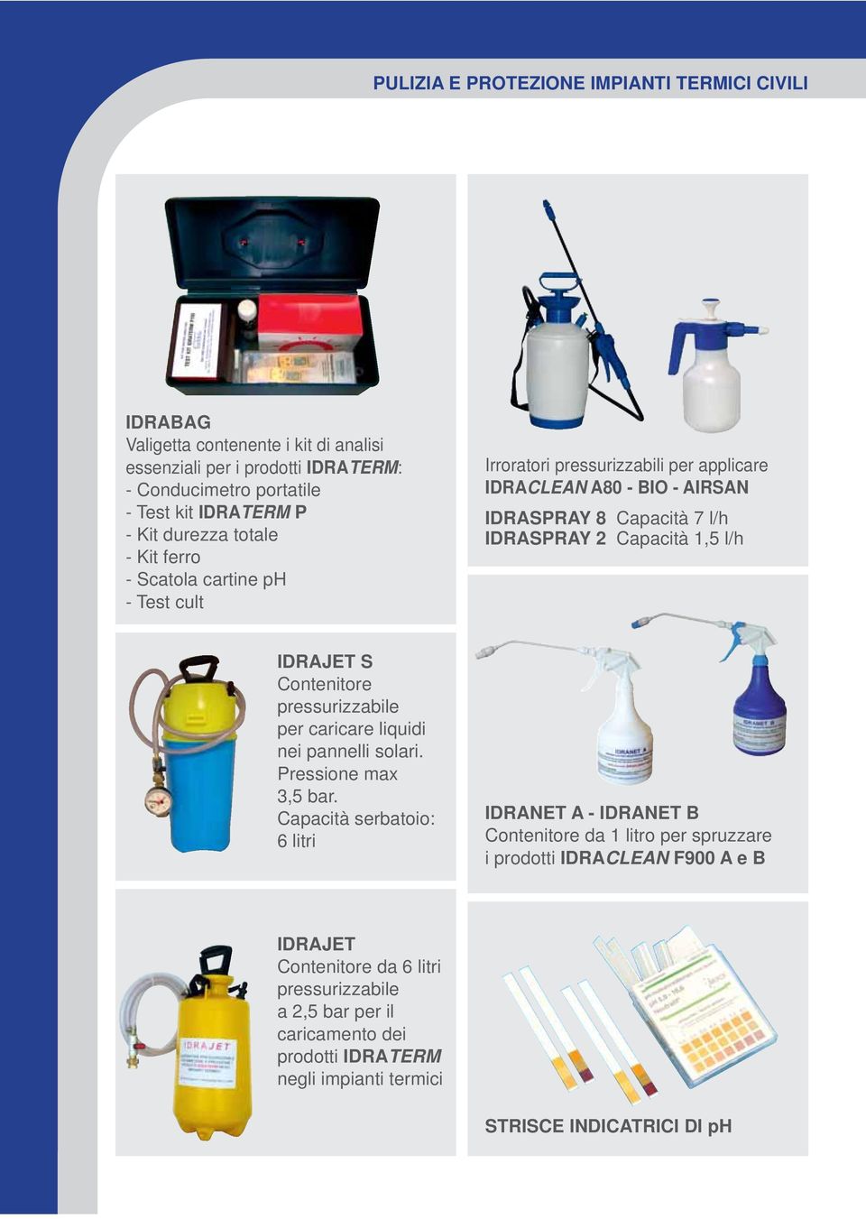 l/h IDRAJET S Contenitore pressurizzabile per caricare liquidi nei pannelli solari. Pressione max 3,5 bar.