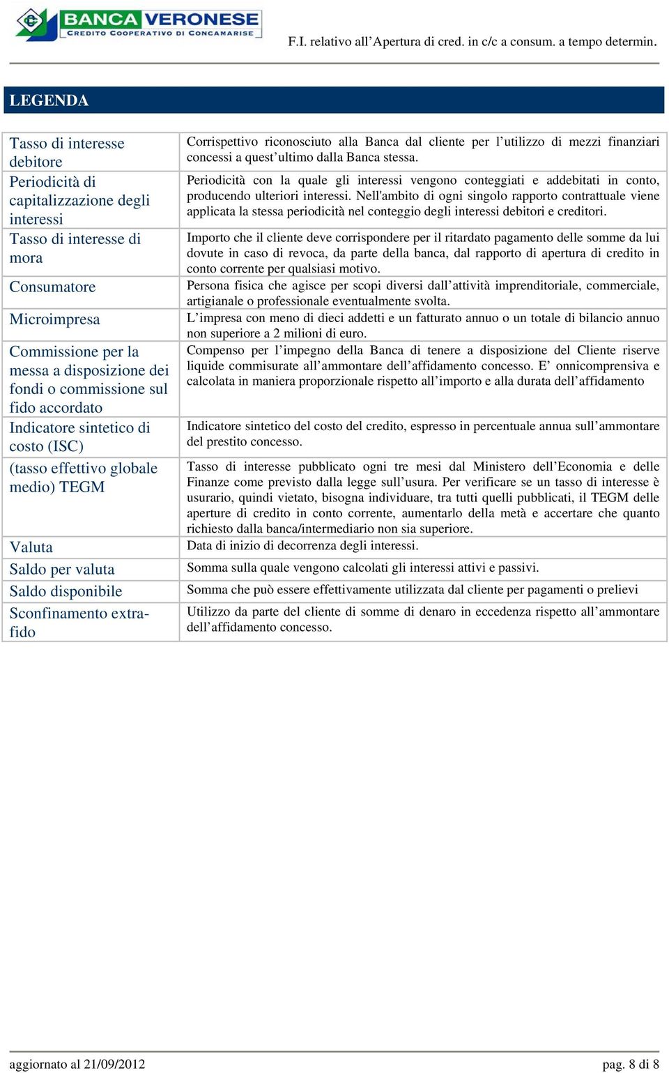 utilizzo di mezzi finanziari concessi a quest ultimo dalla Banca stessa. Periodicità con la quale gli interessi vengono conteggiati e addebitati in conto, producendo ulteriori interessi.