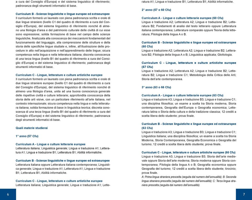 riferimento a cura del Consiglio d Europa), del sistema linguistico di riferimento nonché di almeno una filologia d area e del patrimonio culturale delle civiltà di cui esse sono espressione; solida