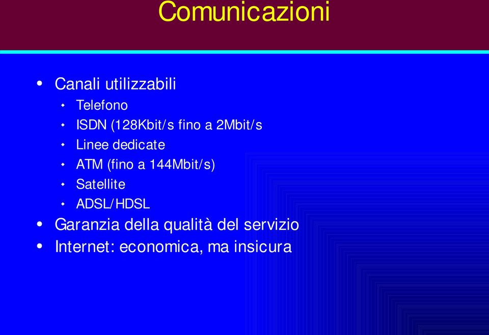 (fino a 144Mbit/s) Satellite ADSL/HDSL Garanzia