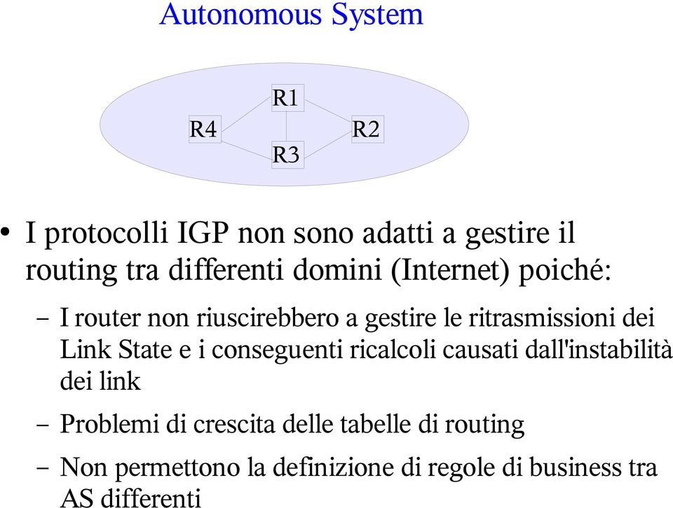 dei Link State e i conseguenti ricalcoli causati dall'instabilità dei link Problemi di