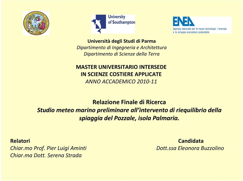 Ricerca Studio meteo marino preliminare all intervento di riequilibrio della spiaggia del Pozzale, isola