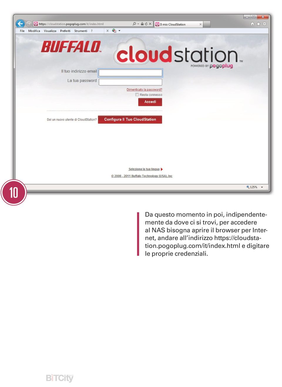 per Internet, andare all indirizzo https://cloudstation.