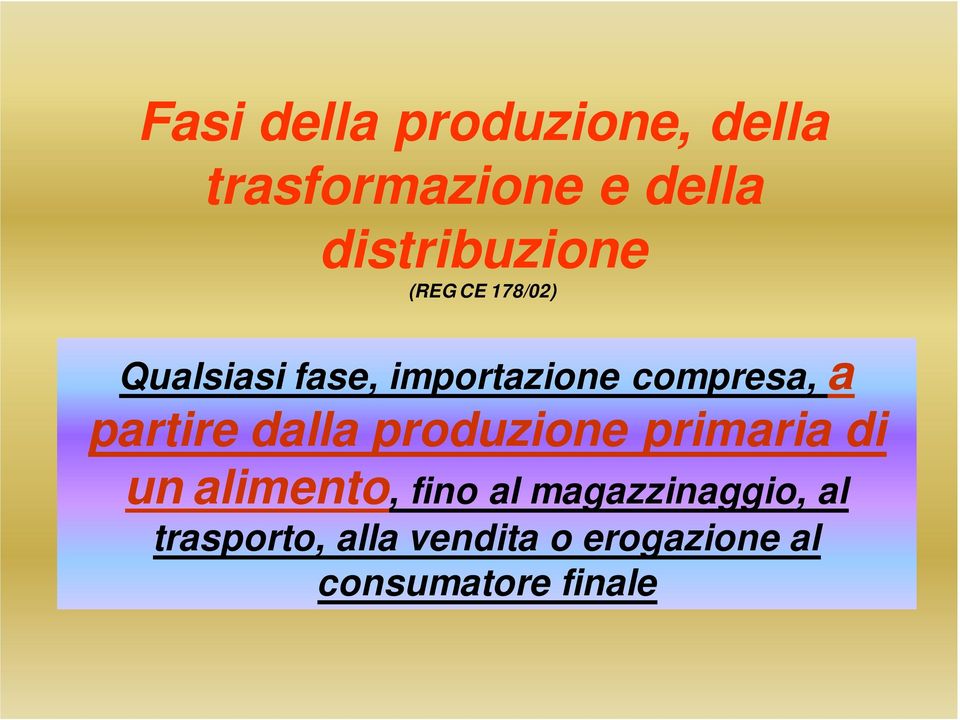 compresa, a partire dalla produzione primaria di un alimento,