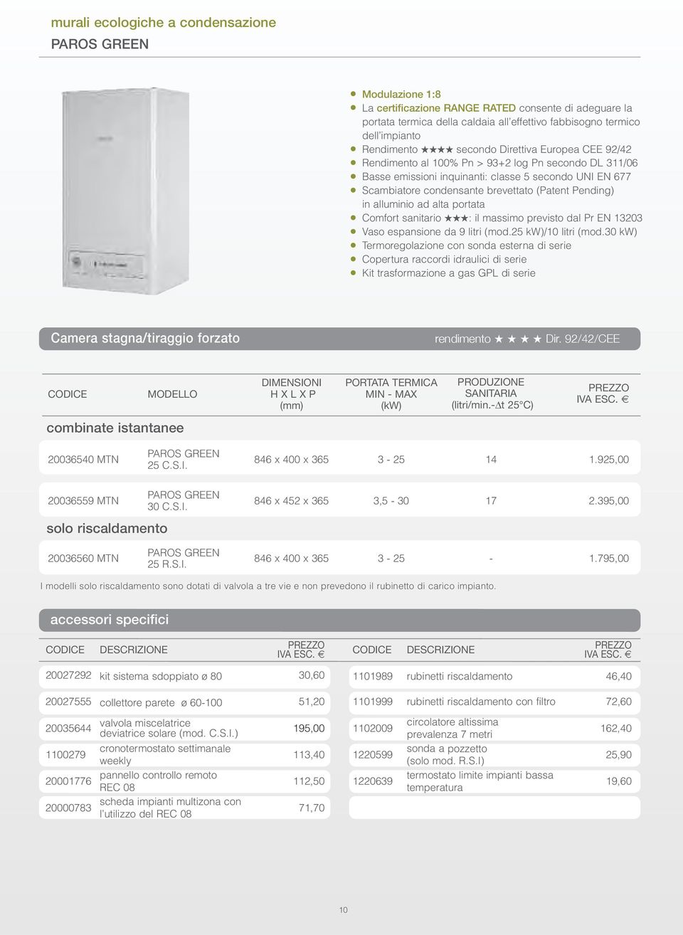 Pending) in alluminio ad alta portata Comfort sanitario : il massimo previsto dal Pr EN 13203 Vaso espansione da 9 litri (mod.25 kw)/10 litri (mod.