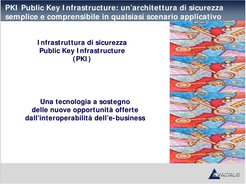 sicurezza Public Key Infrastructure (PKI) Una tecnologia a sostegno