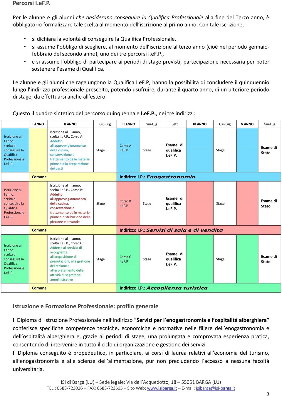 secondo anno), uno dei tre percorsi I.eF.P., e si assume l obbligo di partecipare ai periodi di stage previsti, partecipazione necessaria per poter sostenere l esame di Qualifica.