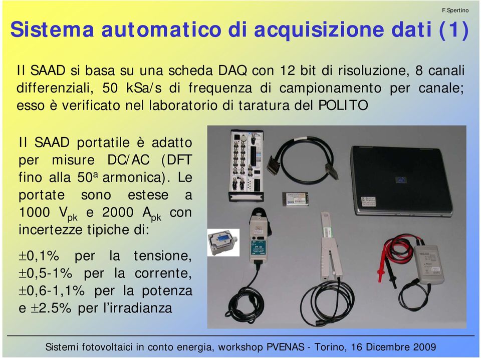 POLITO Il SAAD portatile è adatto per misure DC/AC (DFT fino alla 5 a armonica).