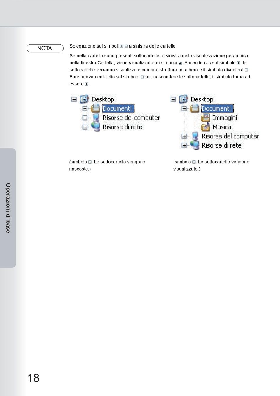 Facendo clic sul simbolo, le sottocartelle verranno visualizzate con una struttura ad albero e il simbolo diventerà.