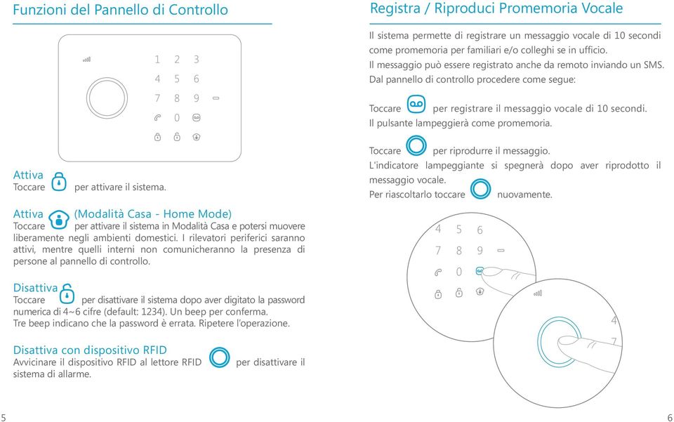 Il pulsante lampeggierà come promemoria. Attiva Toccare per attivare il sistema.