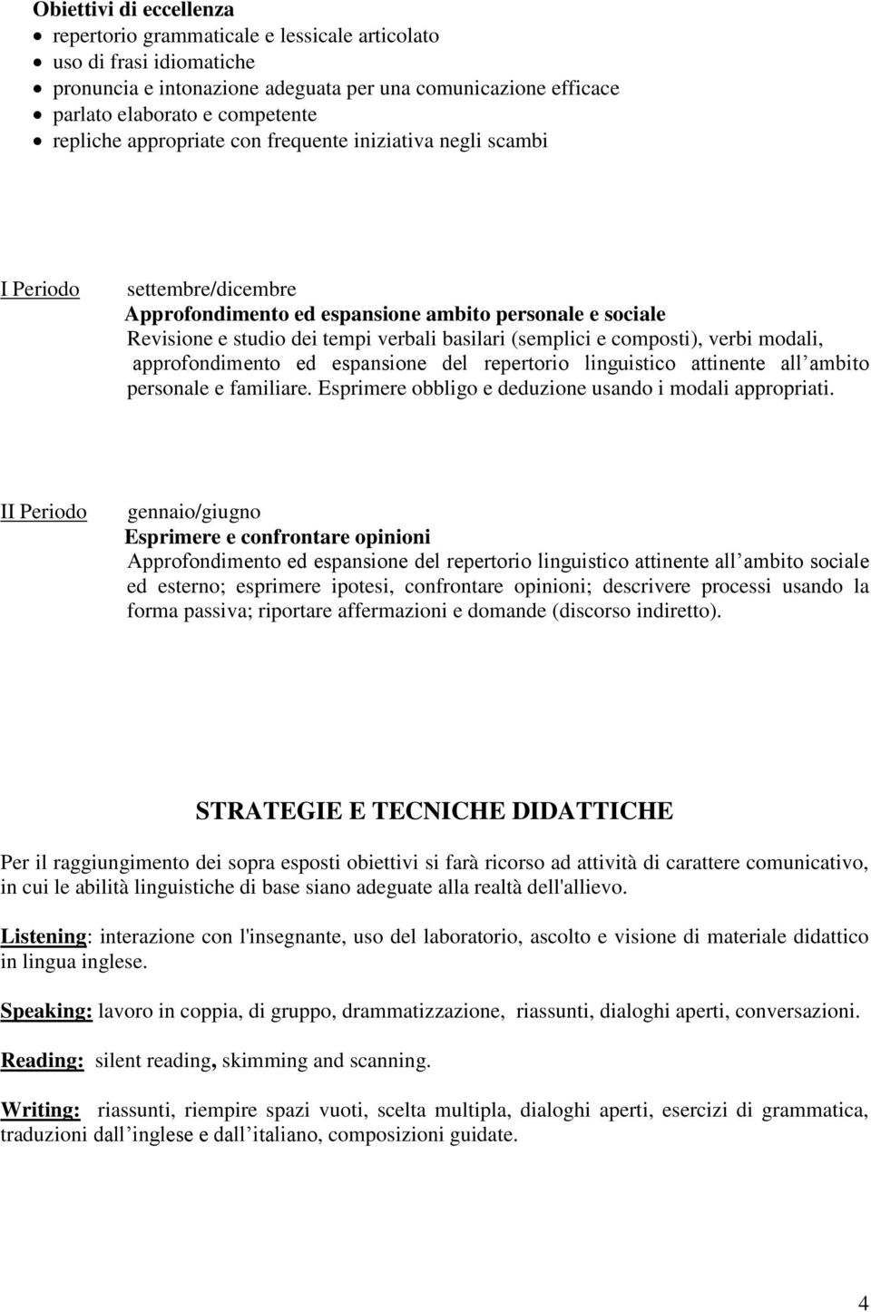 composti), verbi modali, approfondimento ed espansione del repertorio linguistico attinente all ambito personale e familiare. Esprimere obbligo e deduzione usando i modali appropriati.