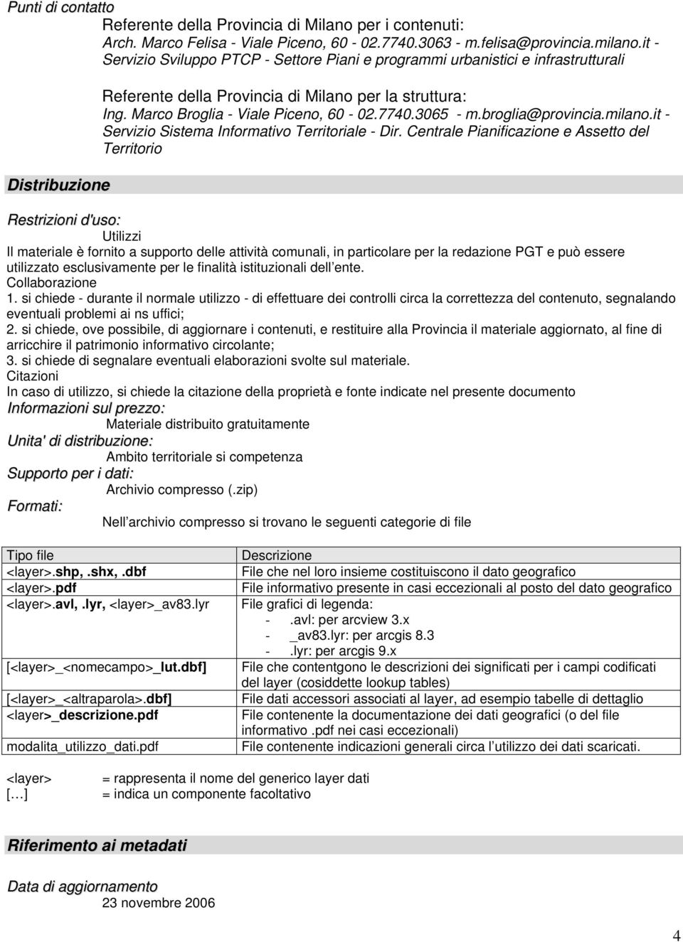 7740.3065 - m.broglia@provincia.milano.it - Servizio Sistema Informativo Territoriale - Dir.