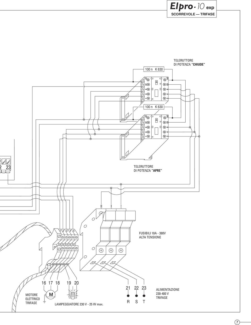 3 4 5 FUSIBILI 10A - 380V ALTA TENSIONE MOTORE ELETTRICO TRIFASE 16 17 18 19 20 M