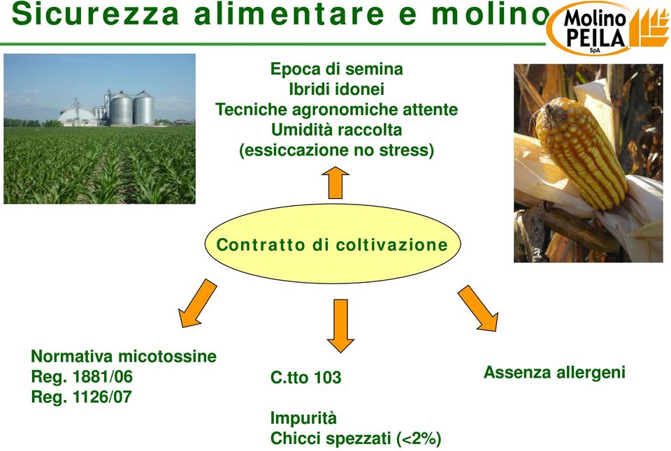 stress) Contratto di coltivazione Normativa micotossine Reg.