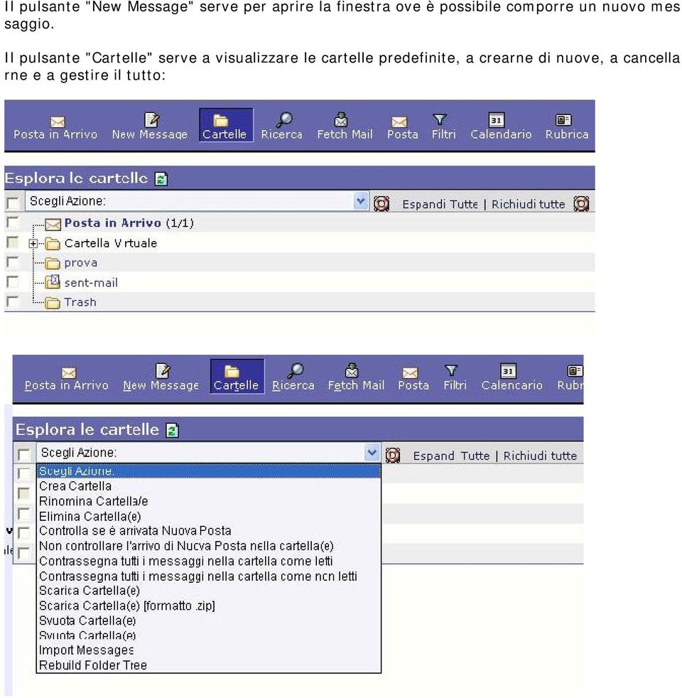 Il pulsante "Cartelle" serve a visualizzare le cartelle