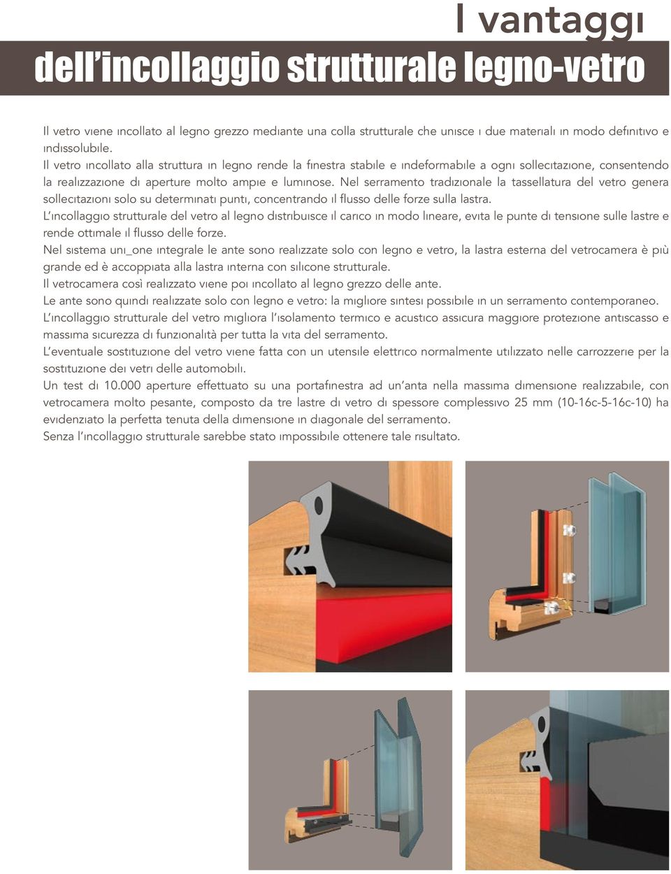 Nel serramento tradizionale la tassellatura del vetro genera sollecitazioni solo su determinati punti, concentrando il flusso delle forze sulla lastra.