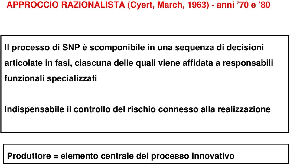 viene affidata a responsabili funzionali specializzati Indispensabile il controllo