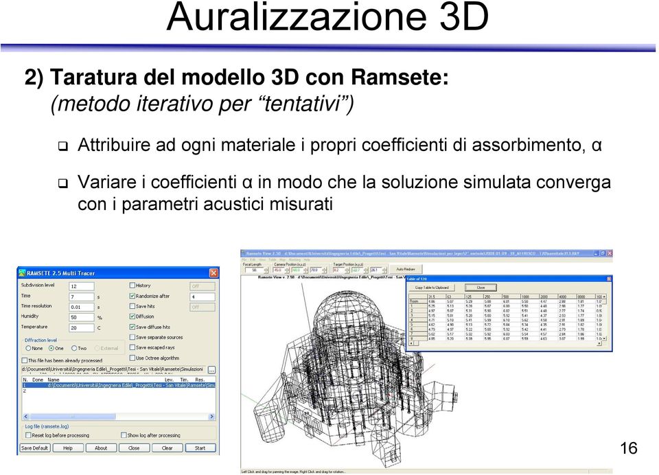 coefficienti di assorbimento, α Variare i coefficienti α in modo