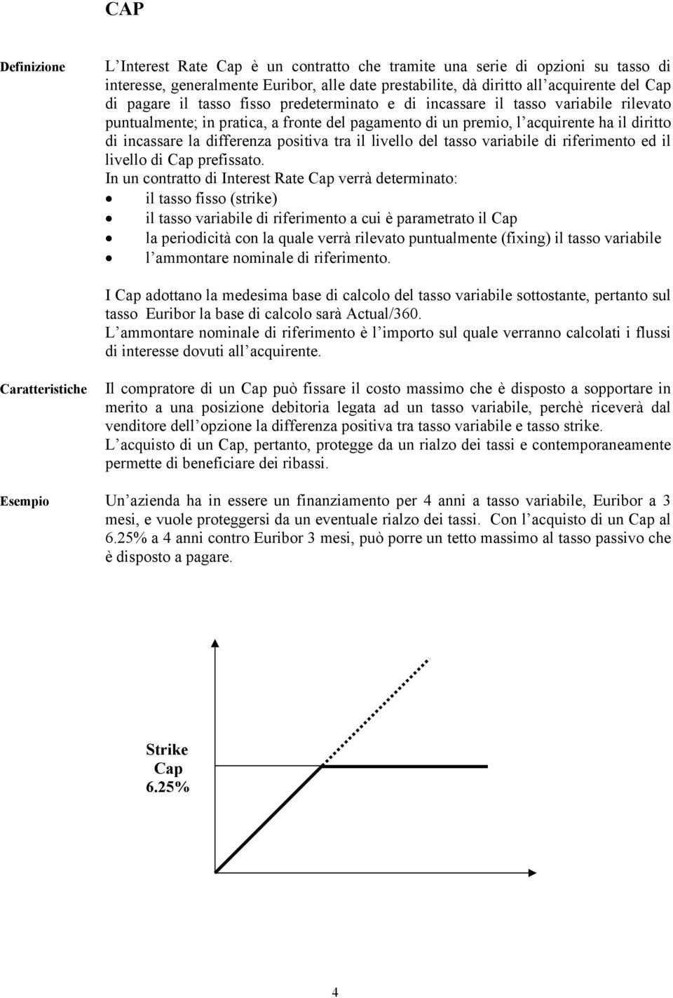 del tasso variabile di riferimento ed il livello di Cap prefissato.