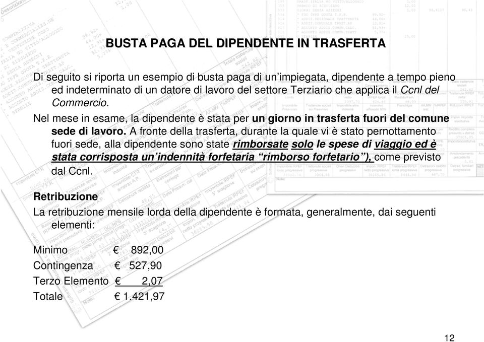 A fronte della trasferta, durante la quale vi è stato pernottamento fuori sede, alla dipendente sono state rimborsate solo le spese di viaggio ed è stata corrisposta un indennità