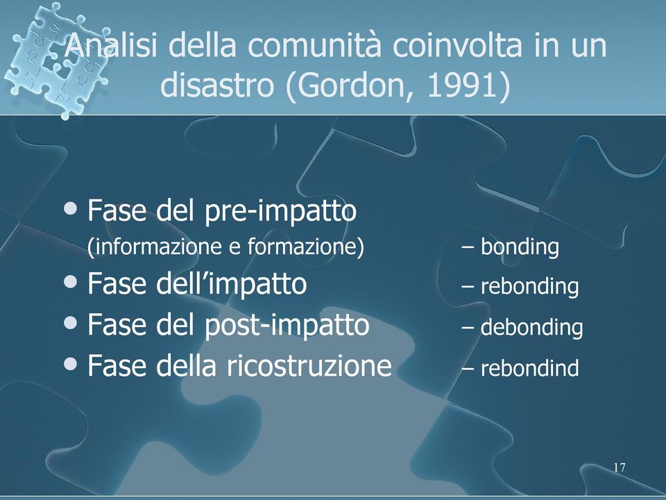 formazione) Fase dell impatto Fase del post-impatto