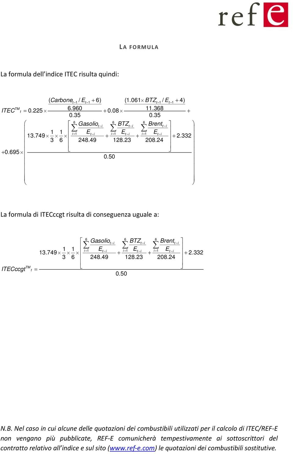 50 L formul di ITCccg risul di conseguenz ugule : ITCccg TM Gsi BT