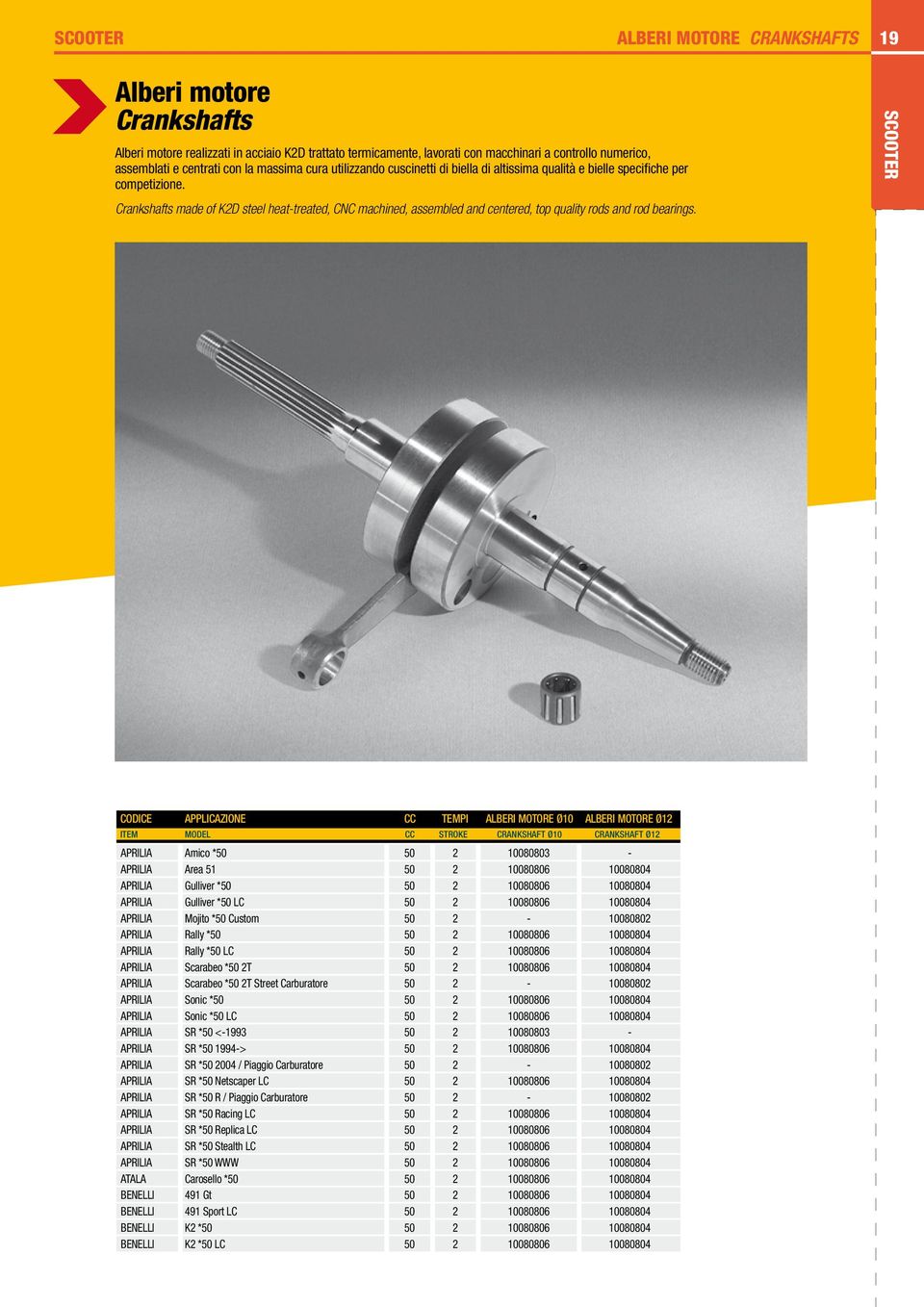 Crankshafts made of K2D steel heat-treated, CNC machined, assembled and centered, top quality rods and rod bearings.